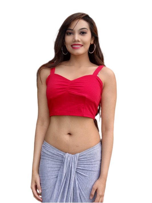 Red Spaghetti Lasagna Crop Tank Top / Made in USA