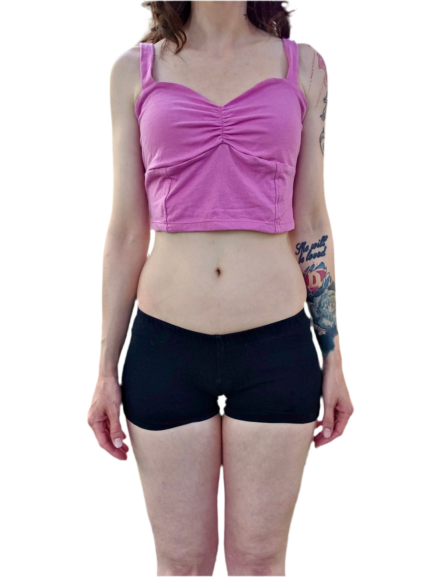 Pink Spaghetti Lasagna Crop Tank Top / Made in USA