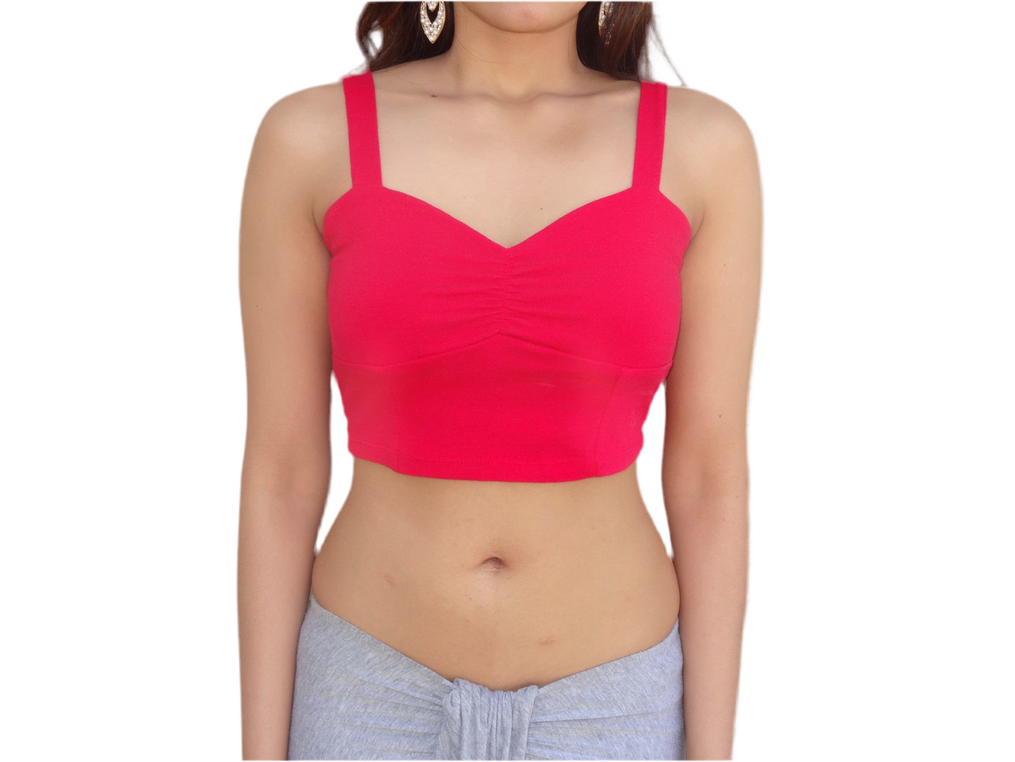 Red Spaghetti Lasagna Crop Tank Top / Made in USA