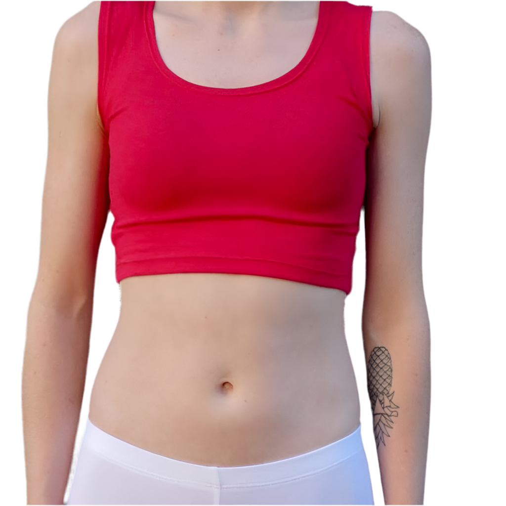 Red Form-Fitting Crop Tank Top / Made in USA