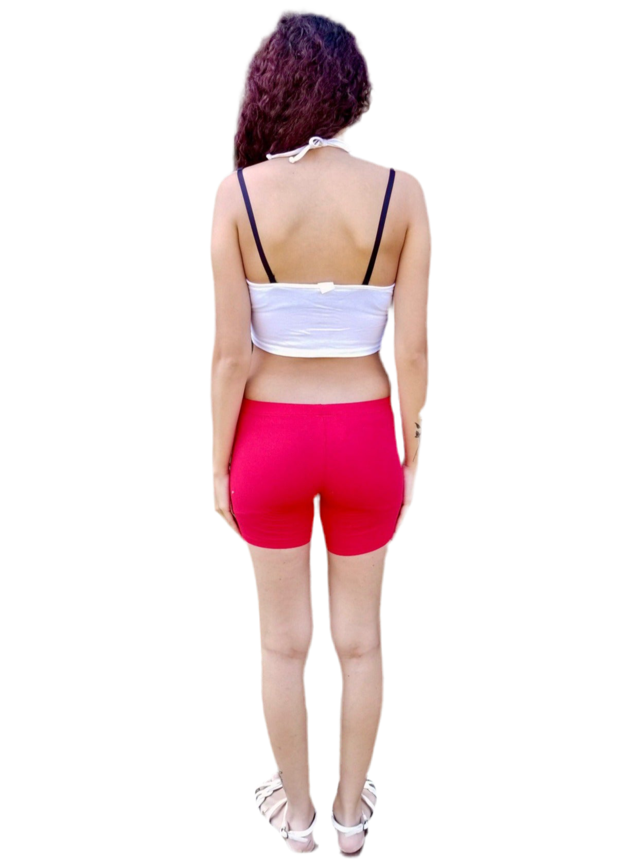 Ultra Low Rise / Super Low Rise Red Not So Short Mid Thigh Yoga Shorts/ Made in USA