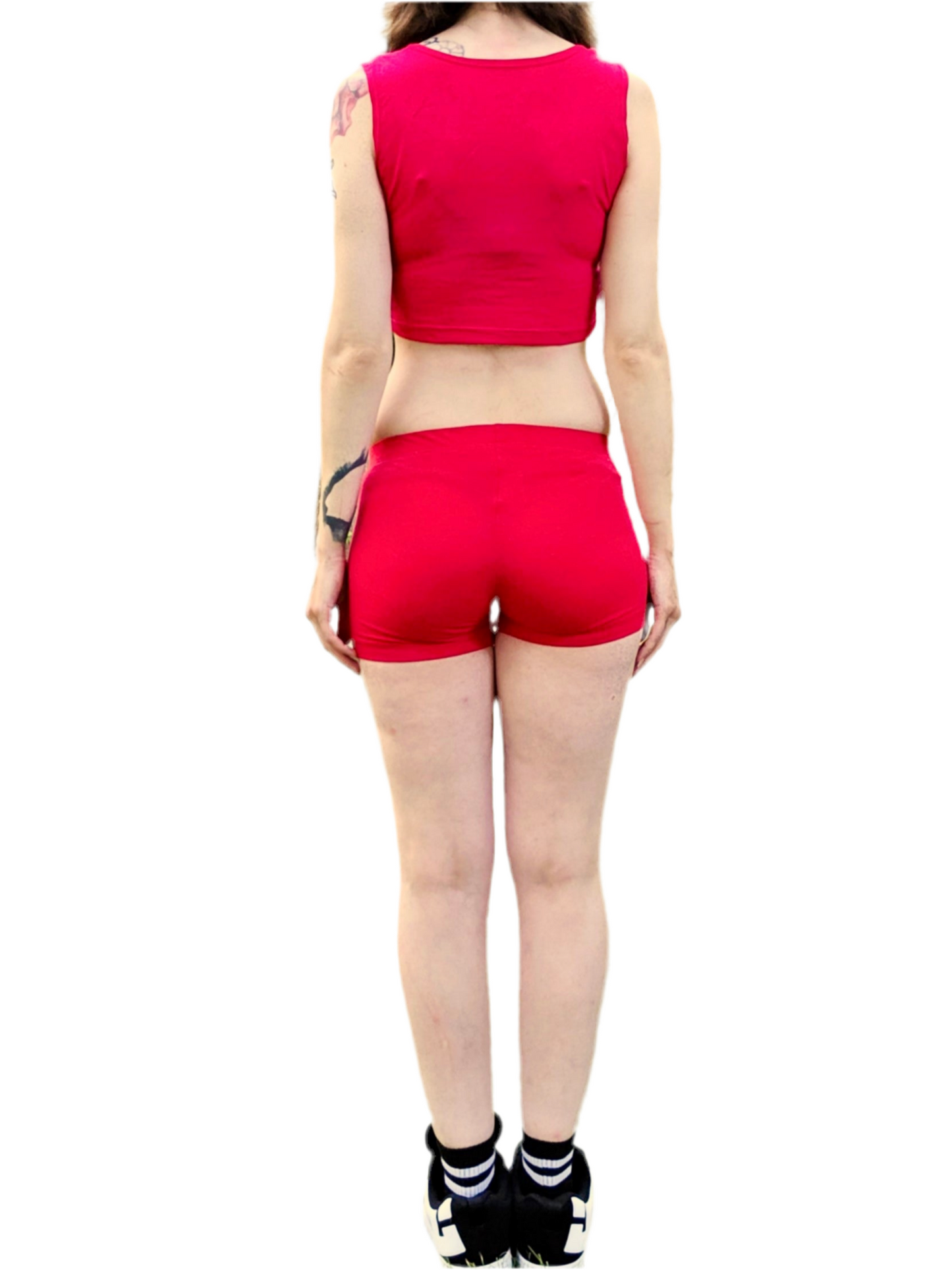 Ultra Low Rise / Super Low Rise Red Yoga Shorts/ Made in USA
