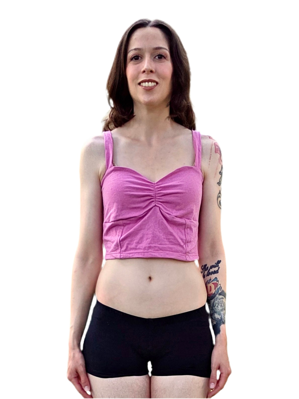 Pink Spaghetti Lasagna Crop Tank Top / Made in USA