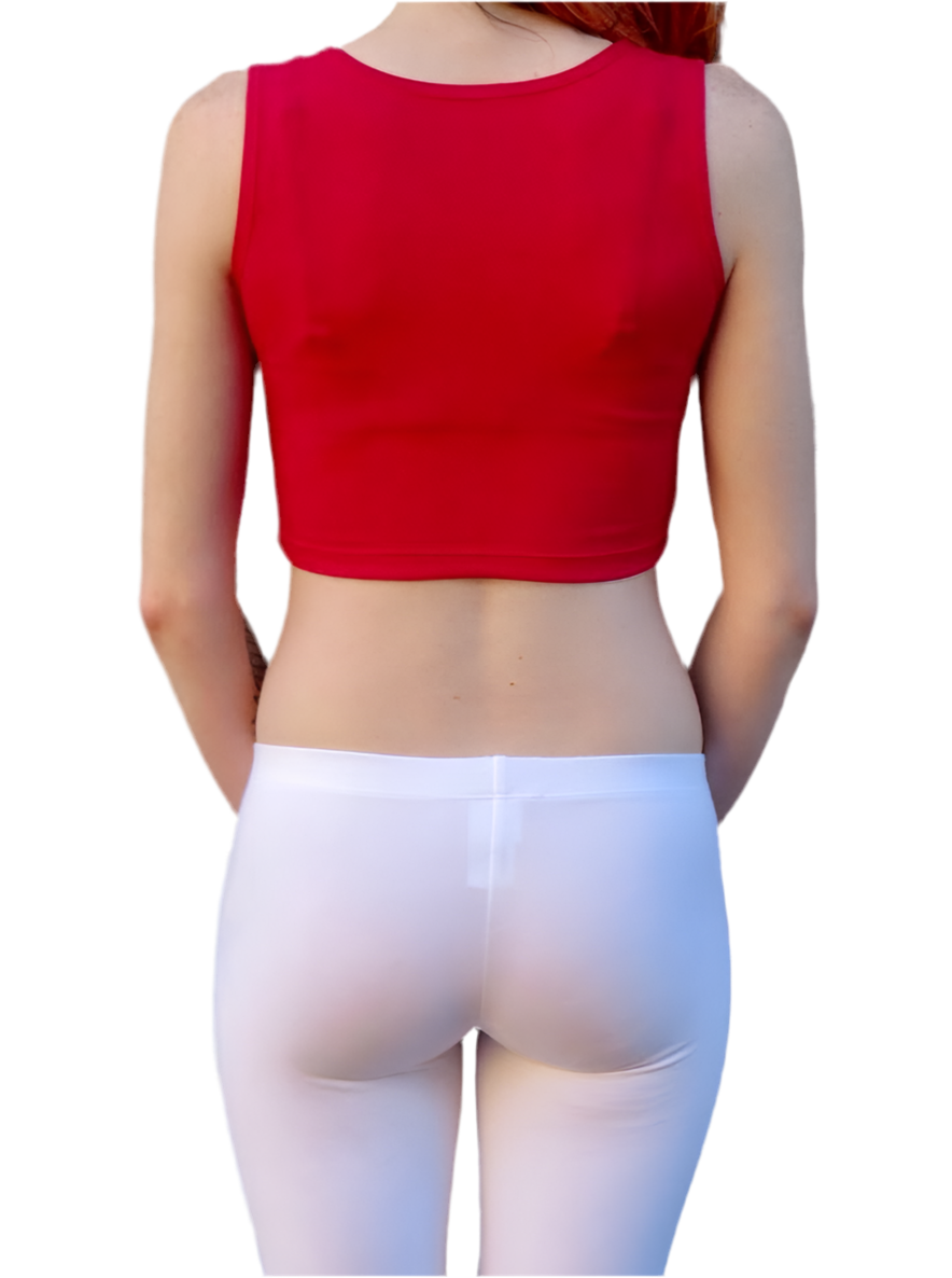 Red Form-Fitting Crop Tank Top / Made in USA