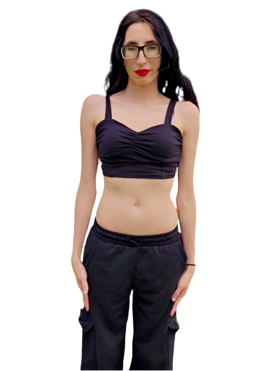 Black Spaghetti Lasagna Crop Tank Top / Made in USA