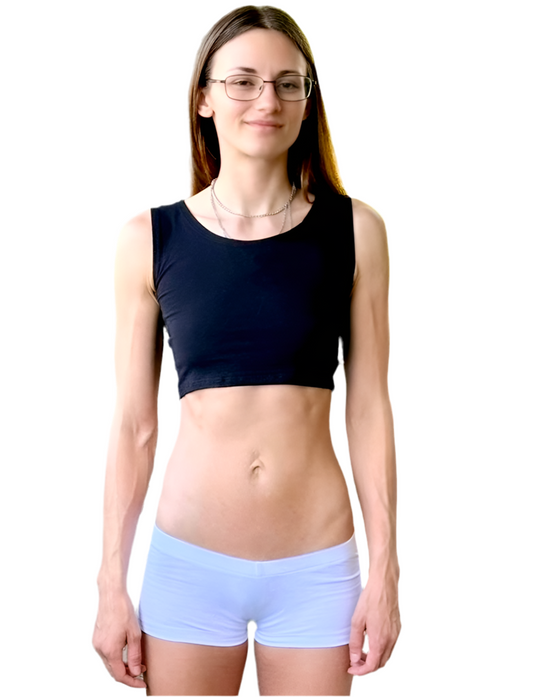 Black Form-Fitting Crop Tank Top / Made in USA