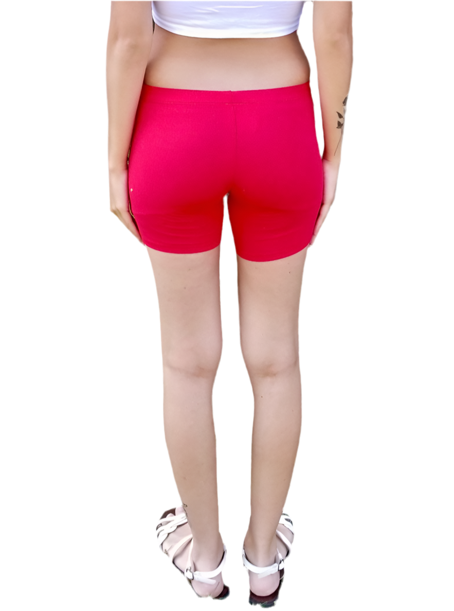 Ultra Low Rise / Super Low Rise Red Not So Short Mid Thigh Yoga Shorts/ Made in USA