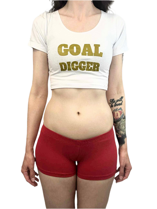 Goal Digger White Short Sleeve Crop Top / Made in USA