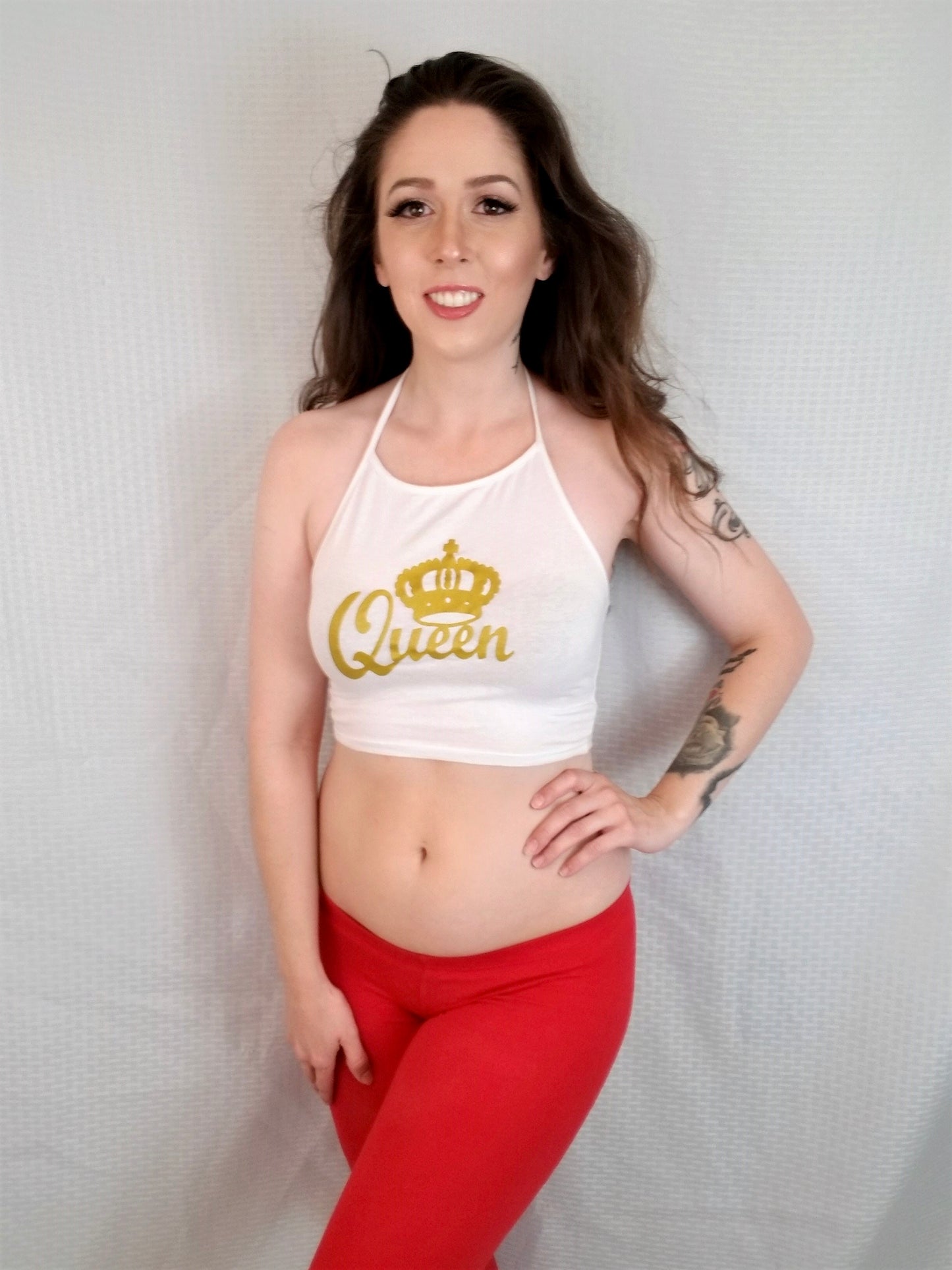 Queen White Halter Crop Top / Made in USA
