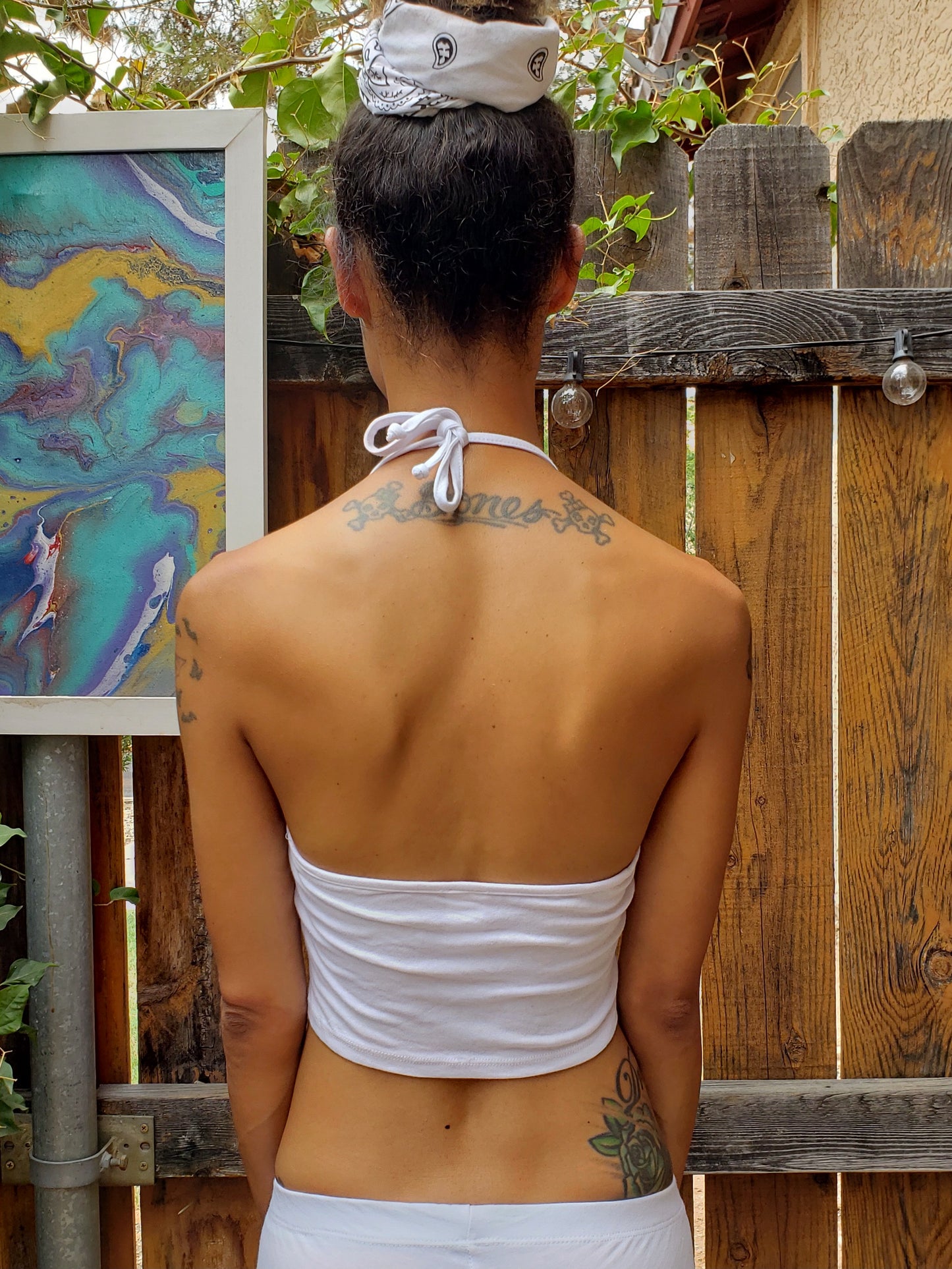 USA Heart White Halter Crop Top / Made in USA