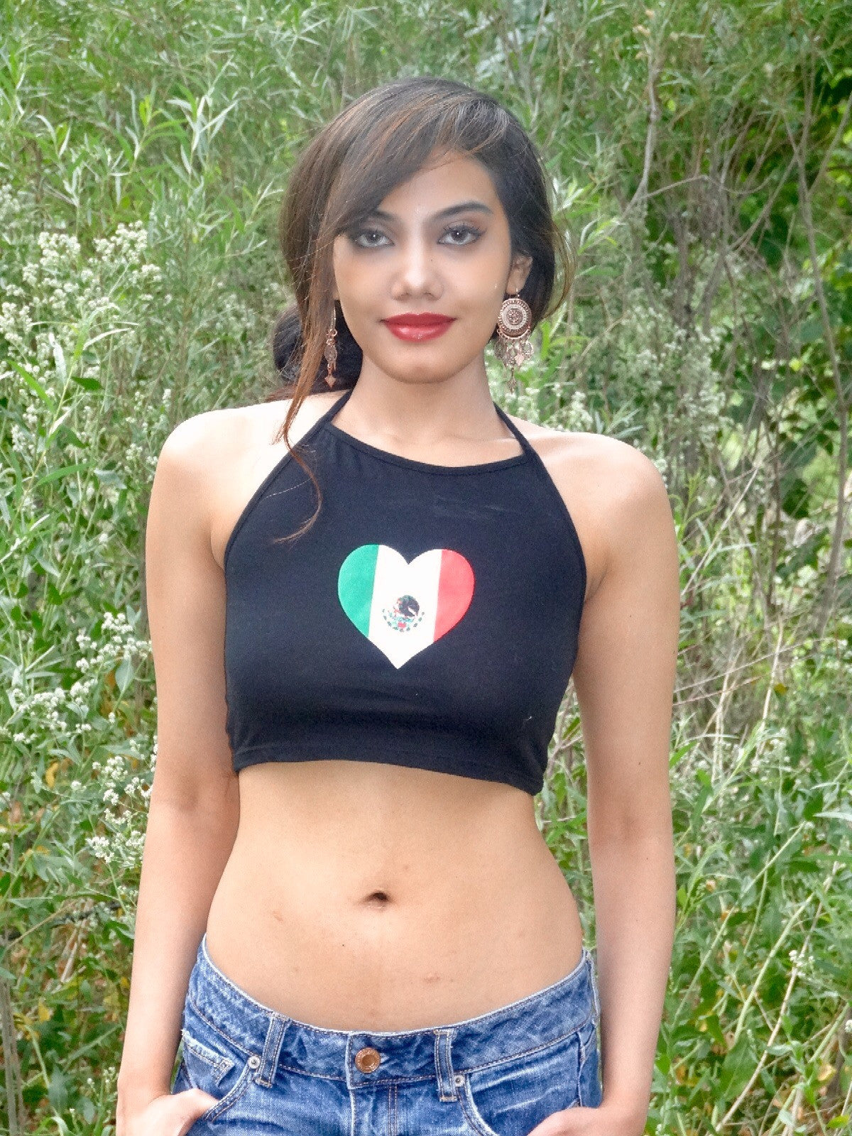 Mexico Black Halter Crop Top