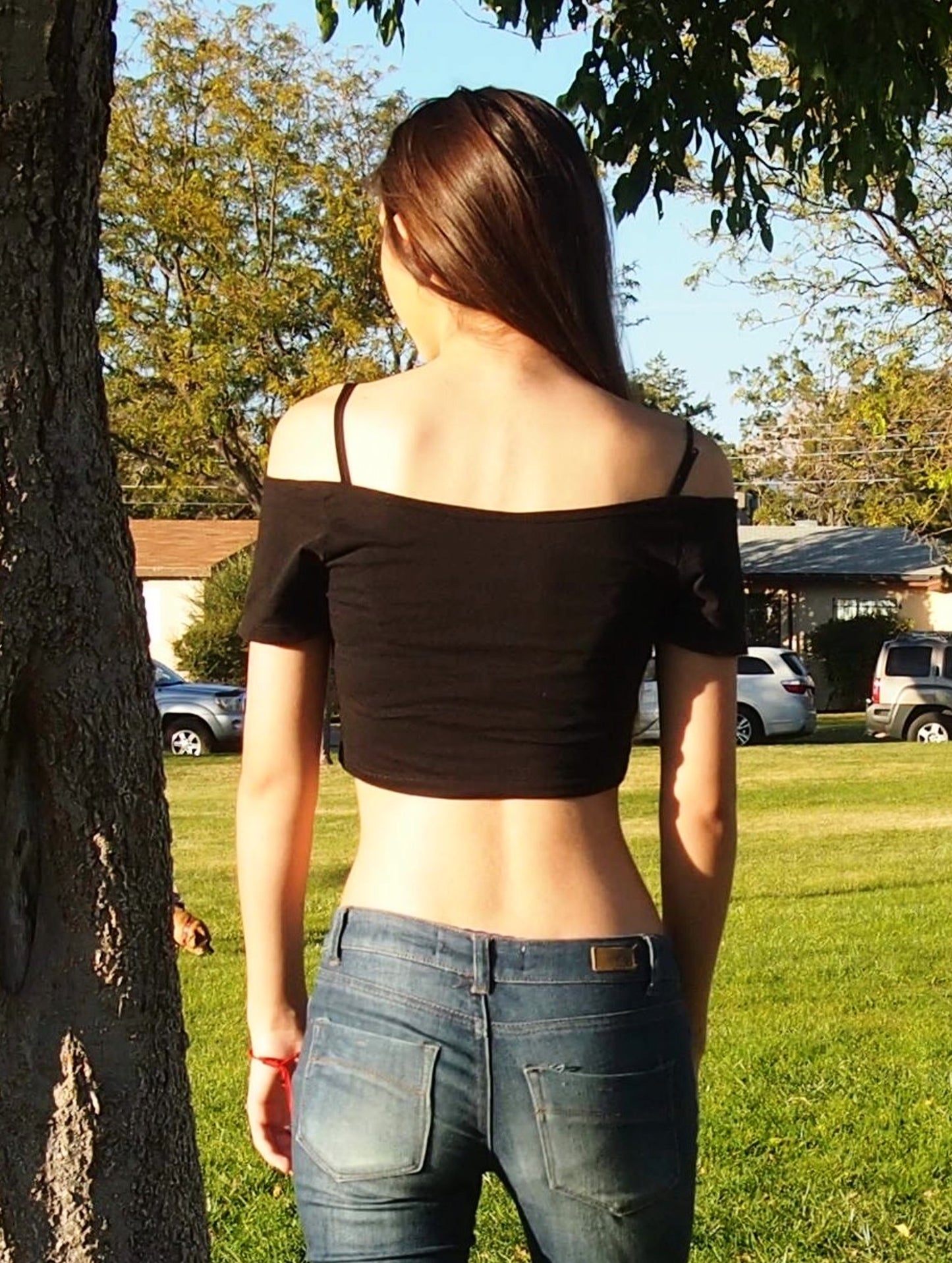 Black Open Neck Off Shoulder Short Sleeve Crop Top