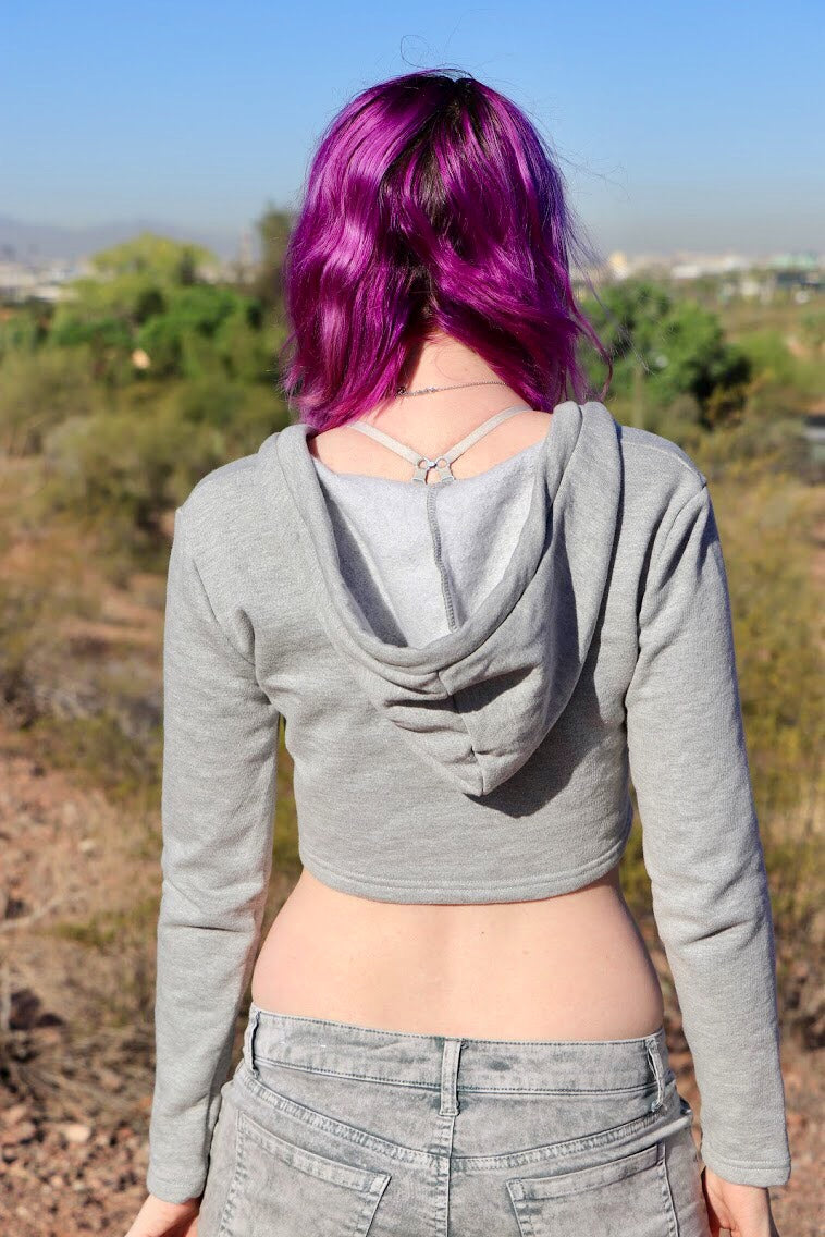 Mermaid Imperial Beach Gray Crop Top Hoodie