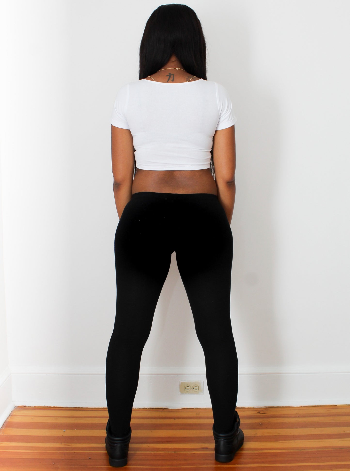 Ultra Low Rise / Super Low Rise Black Leggings / Made in USA