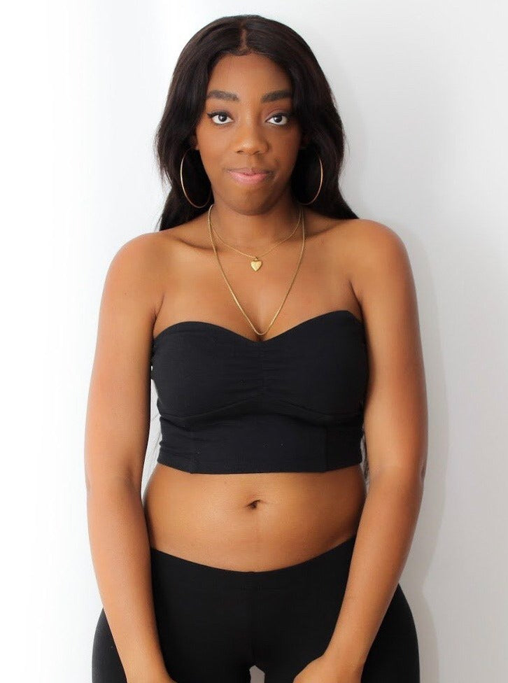 Black Crop Tube Top / Made in USA