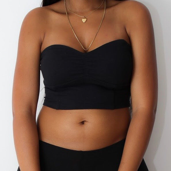 Black Crop Tube Top / Made in USA