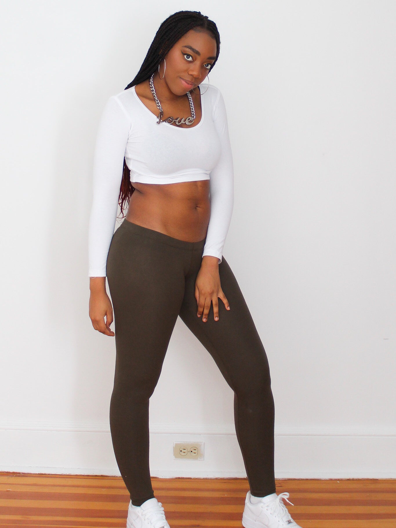 Ultra Low Rise / Super Low Rise Olive Green Leggings / Made in USA