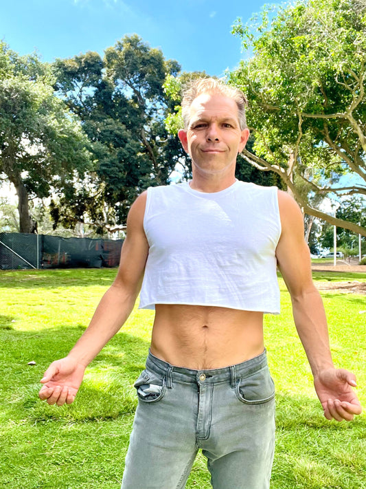 A Sneak Peak at our Low Rise Leggings and Sweatpants and Men's Half-Shirts (aka Crop Tops)