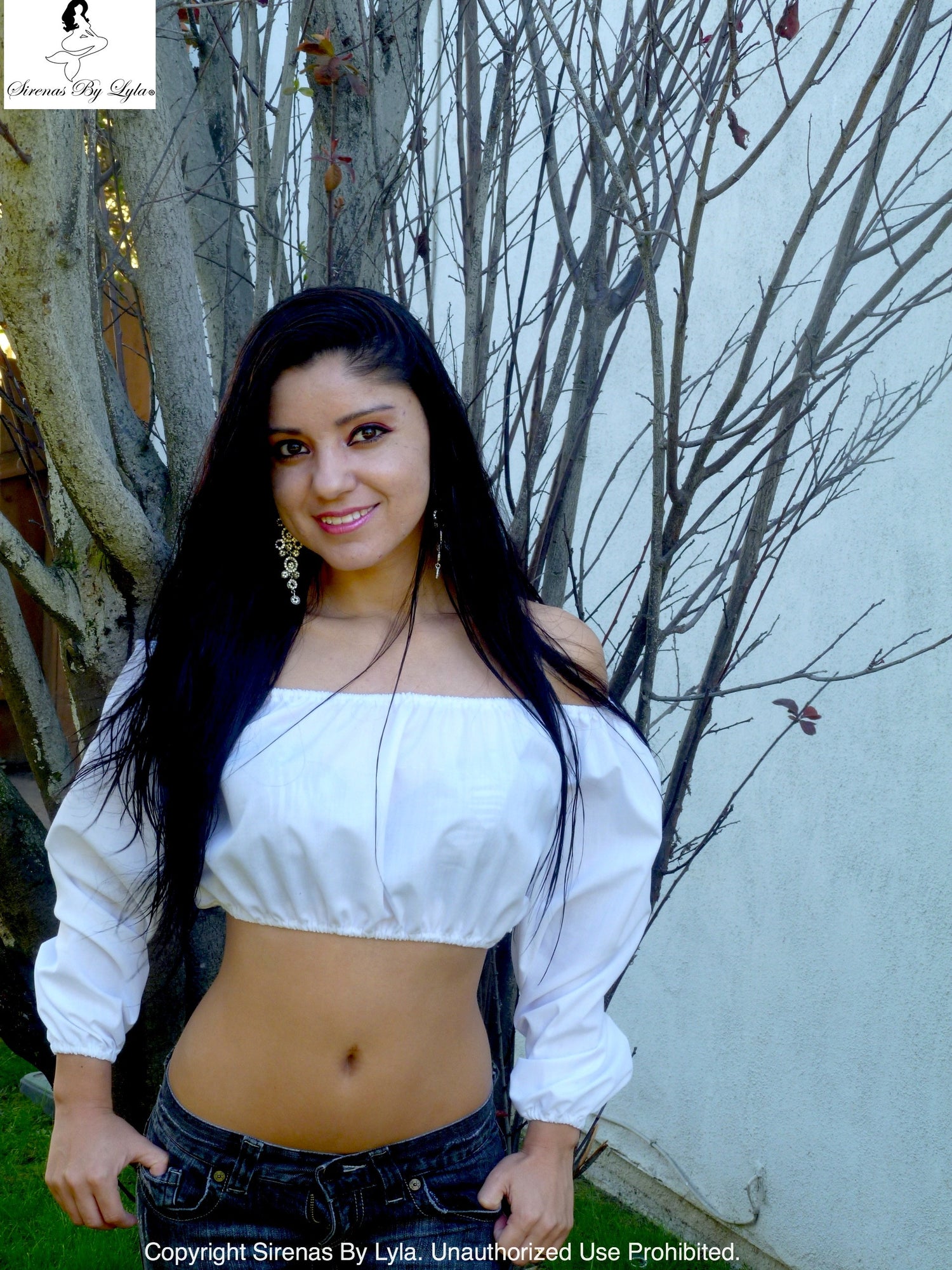 Sirenaz Long Sleeve Peasant Crop Tops