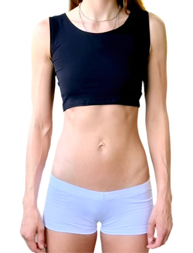 Black Form-Fitting Crop Tank Top / Made in USA