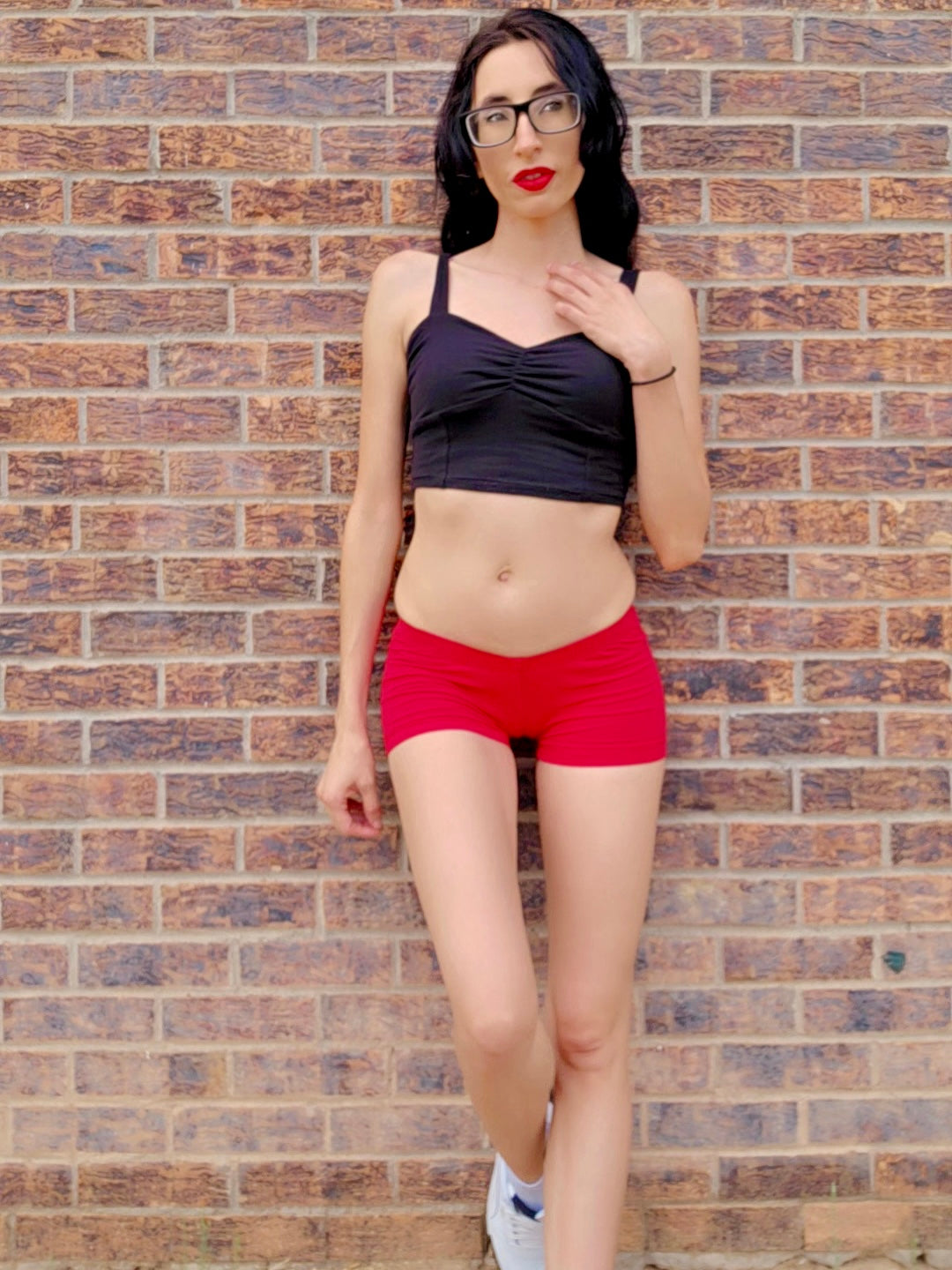 Black Spaghetti Lasagna Crop Tank Top / Made in USA