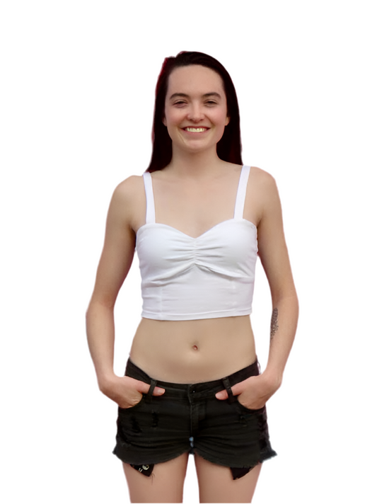 White Spaghetti Lasagna Crop Tank Top / Made in USA