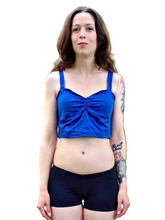 Blue Spaghetti Lasagna Crop Tank Top / Made in USA