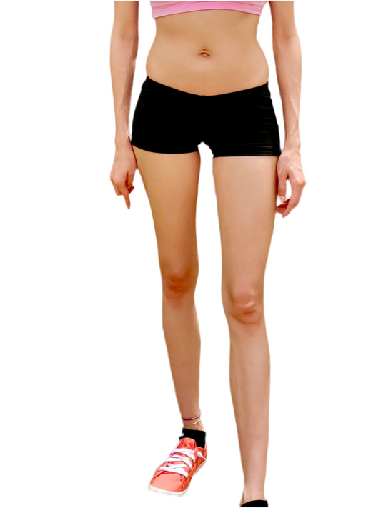 Ultra Low Rise / Super Low Rise Black Yoga Shorts/ Made in USA