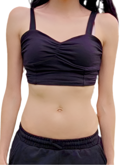 Black Spaghetti Lasagna Crop Tank Top / Made in USA
