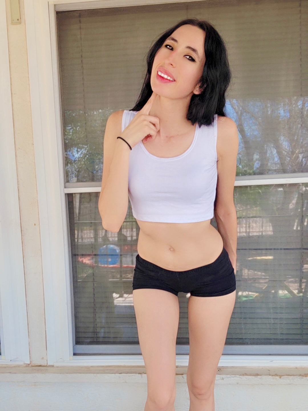 White Form-Fitting Crop Tank Top / Made in USA