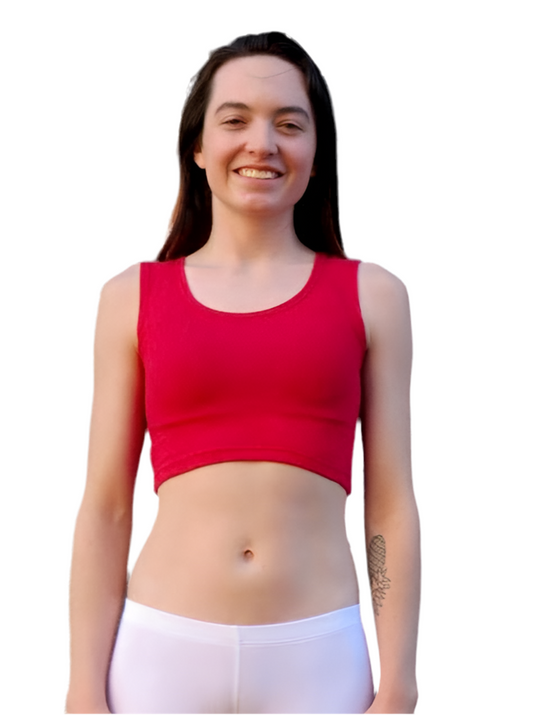 Red Form-Fitting Crop Tank Top / Made in USA