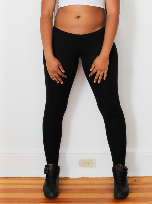 Ultra Low Rise / Super Low Rise Black Leggings / Made in USA